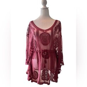 Berry crochet lightweight swimsuit coverup.